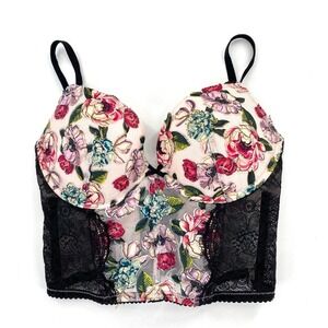 Victorias Secret Very Sexy Floral Lace Push-Up Bustier Top Corset 34C Multicolor